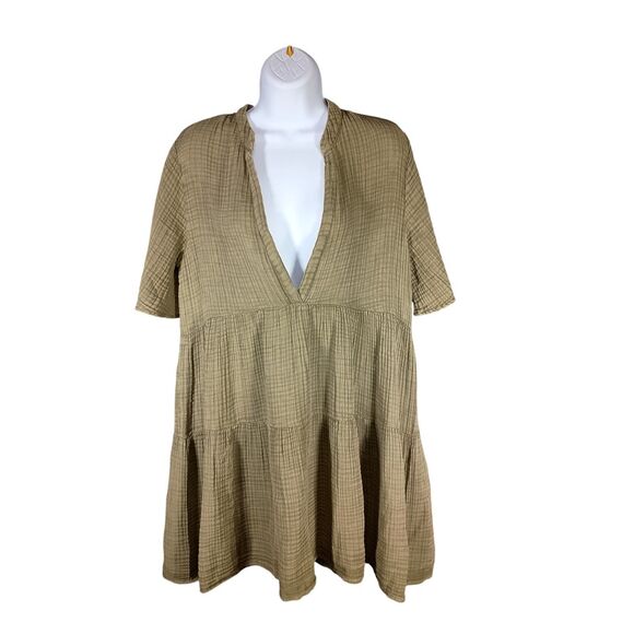 Anthropologie Dress Mini Womens S Moss Green Flounced Ruffle Coastal Boho Tunic - Picture 1 of 7
